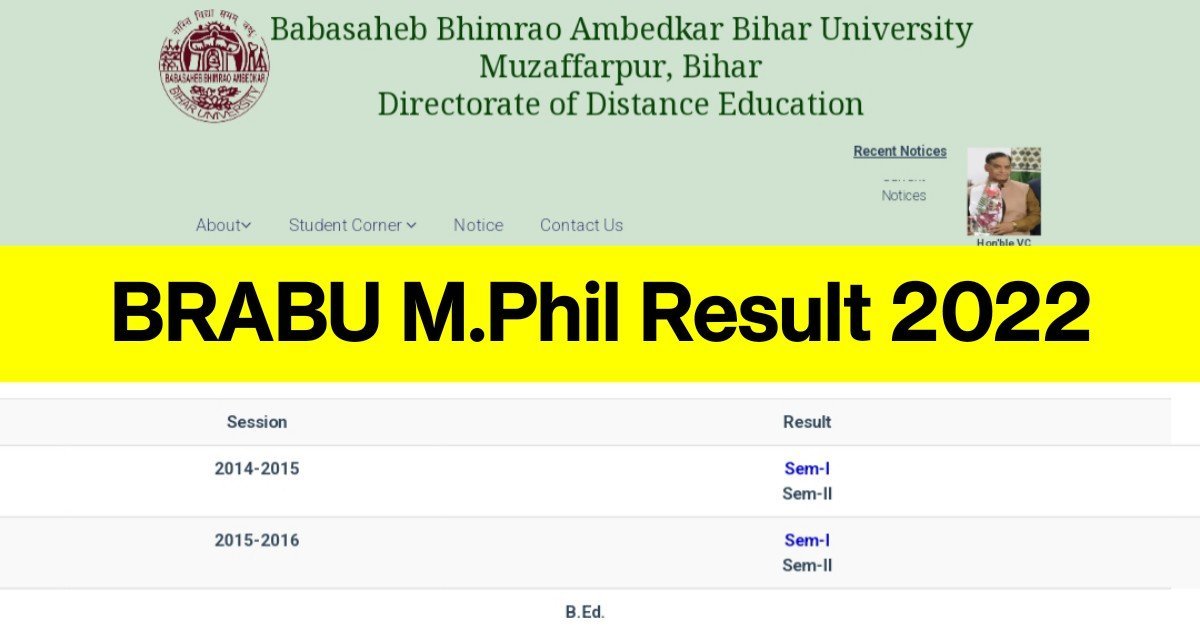 BRABU M.Phil Result 2022 : जारी हुआ M.Phil परीक्षा का रिजल्ट, 1114 स्टूडेंट्स पास, यहां से चेक करें अपना रिजल्ट