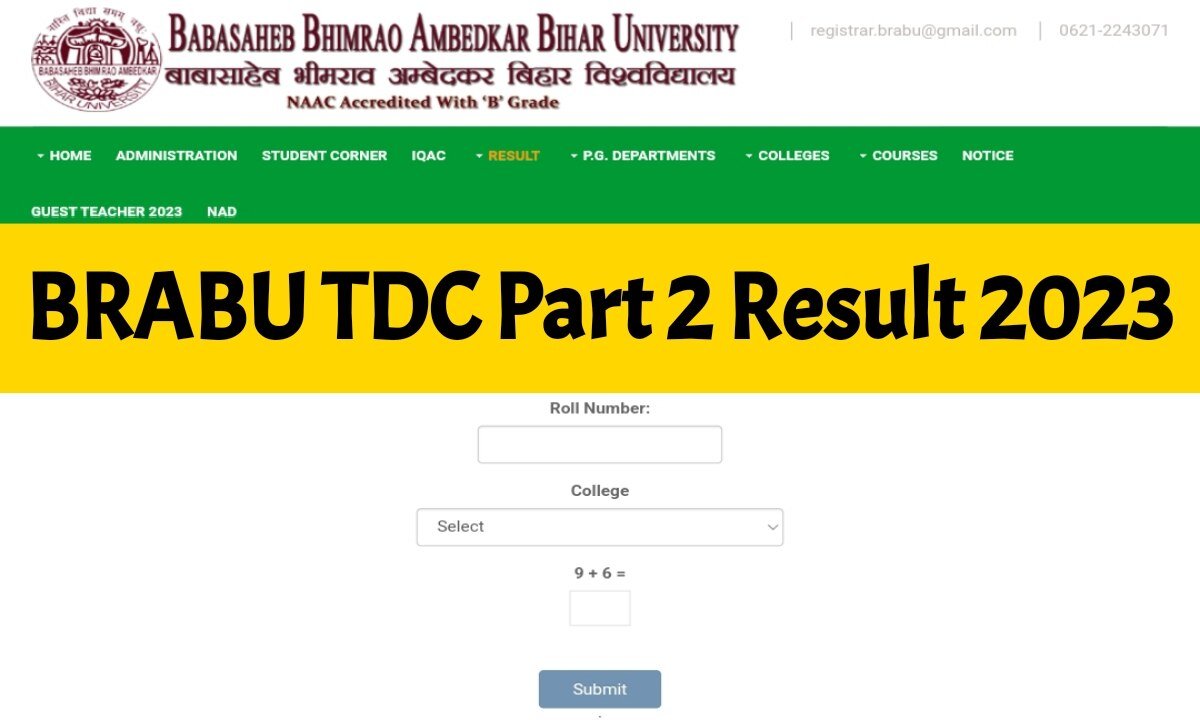 BRABU TDC Part 2 Result 2023 Download: स्नातक सत्र 2020-23 के पार्ट- 2 ...