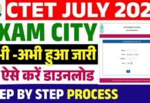 CTET July Exam City Slip 2024 Download Link -City Intimation Released @ctet.nic.in