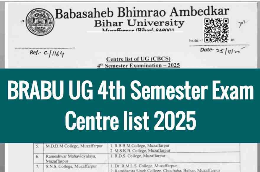 BRABU UG 4th Semester Exam Centre list 2025: UG 4th सेमेस्टर परीक्षा का सेंटर लिस्ट जारी, यहां से करें डाउनलोड