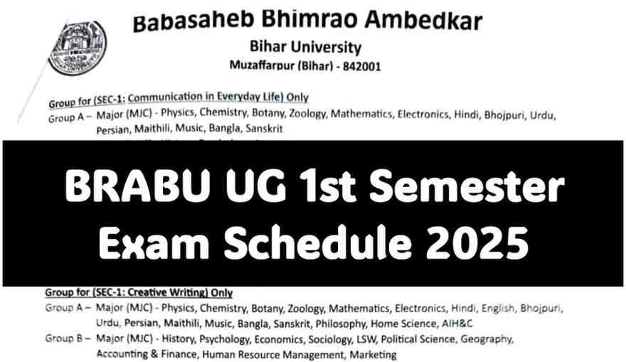 BRABU UG 1st Semester Exam Schedule 2025 Released : 1st सेमेस्टर परीक्षा का कार्यक्रम जारी, 15 से 30 जनवरी तक होगी परीक्षा