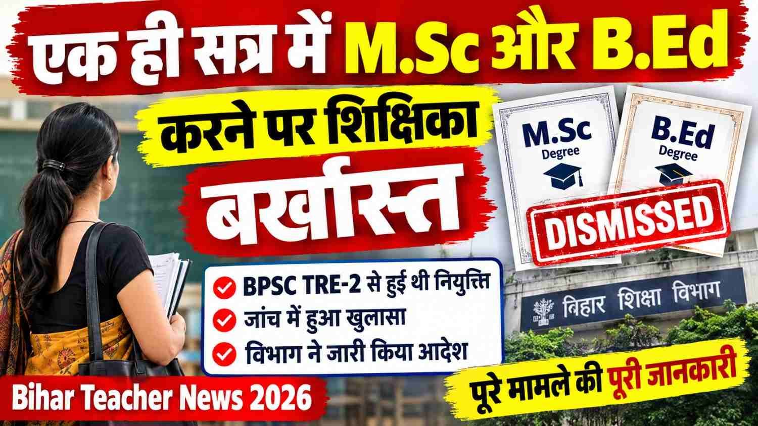Bihar Teacher Dismissal News 2026