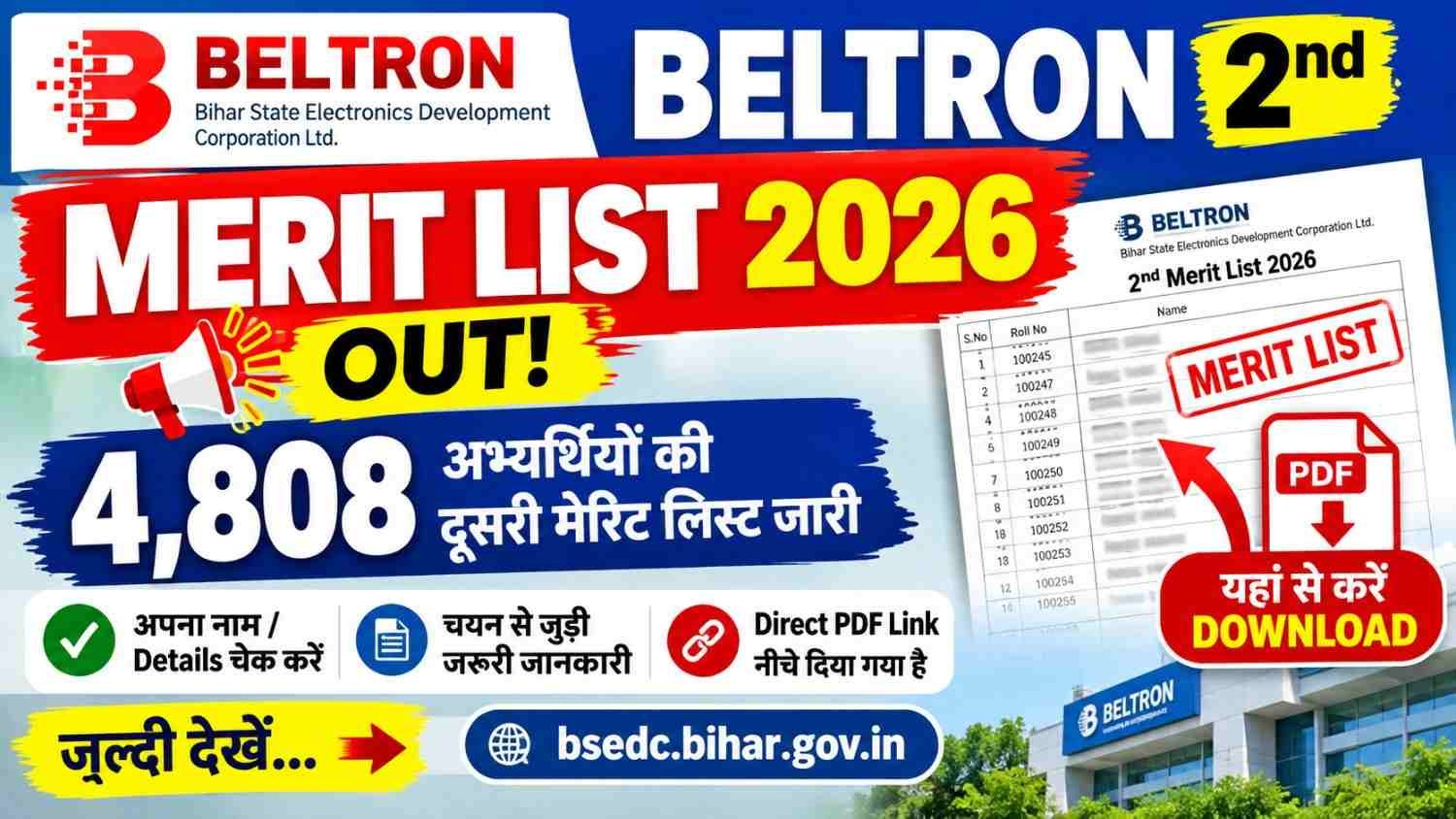 BELTRON 2nd Merit List 2026